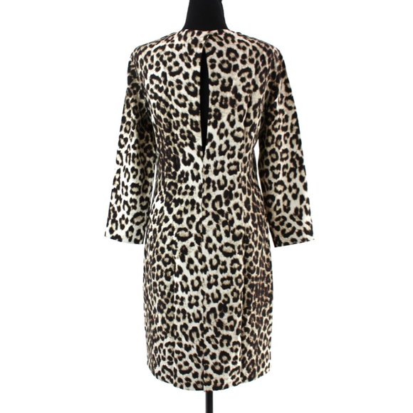 Rag & Bone Silk Brown Leopard Print Sheath Dress 4 Tan Keyhole Back Mini Small - Picture 5 of 7